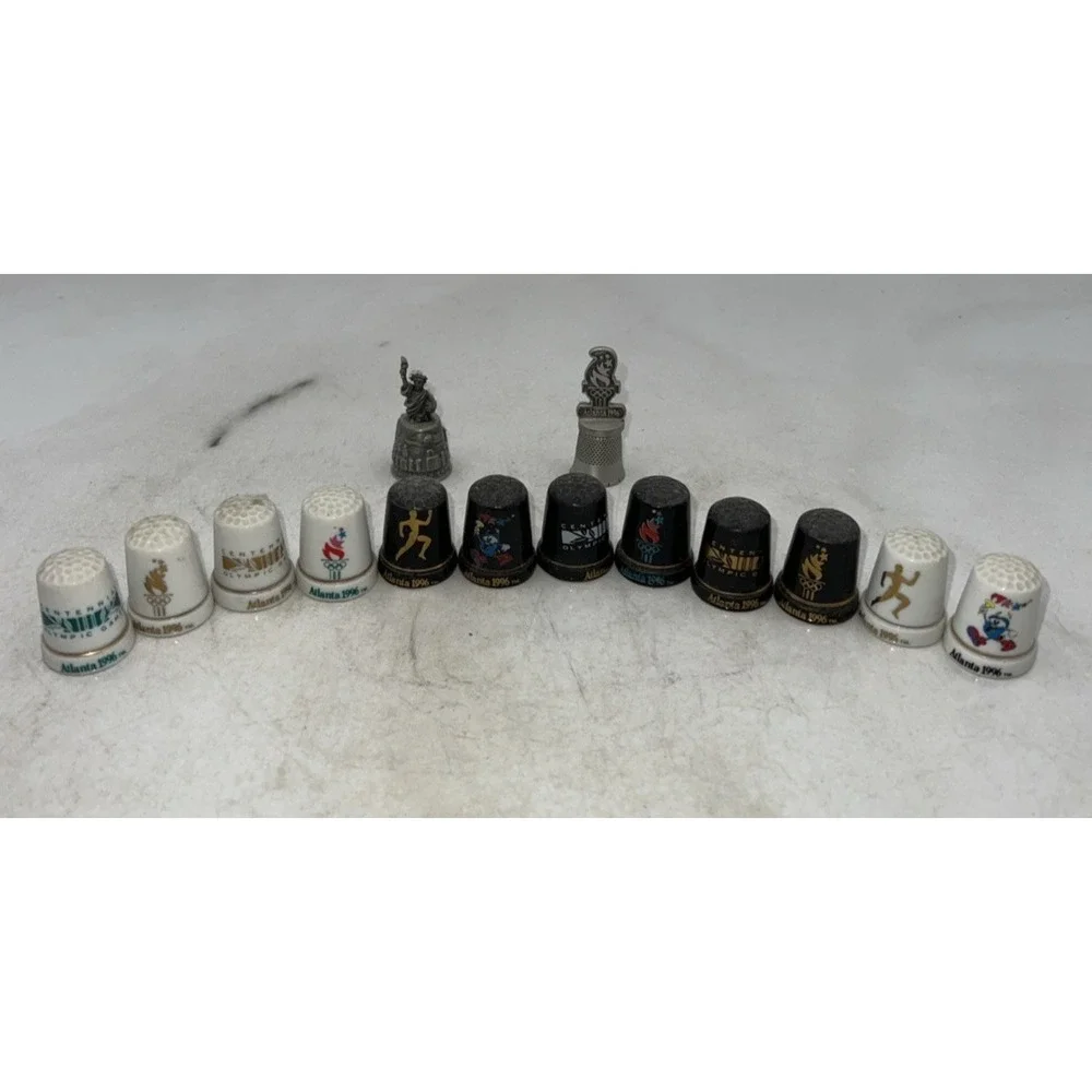 Vtg Thimbles Ceramic Metal, Cloisonné, Olympics, Birds, Advertising Lot of 44